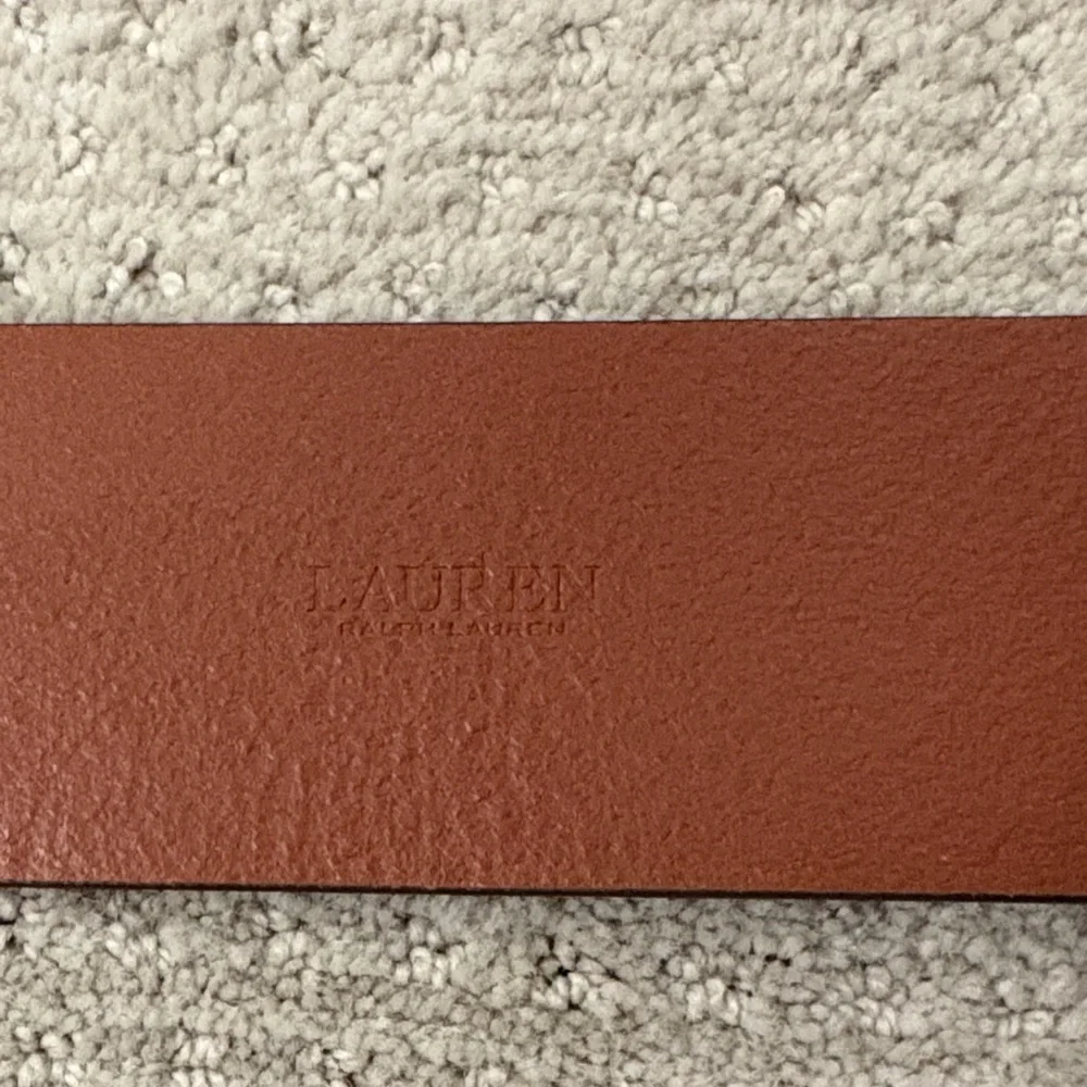 Ralph Lauren Brown Leather Belt with Woven Round Buckle
